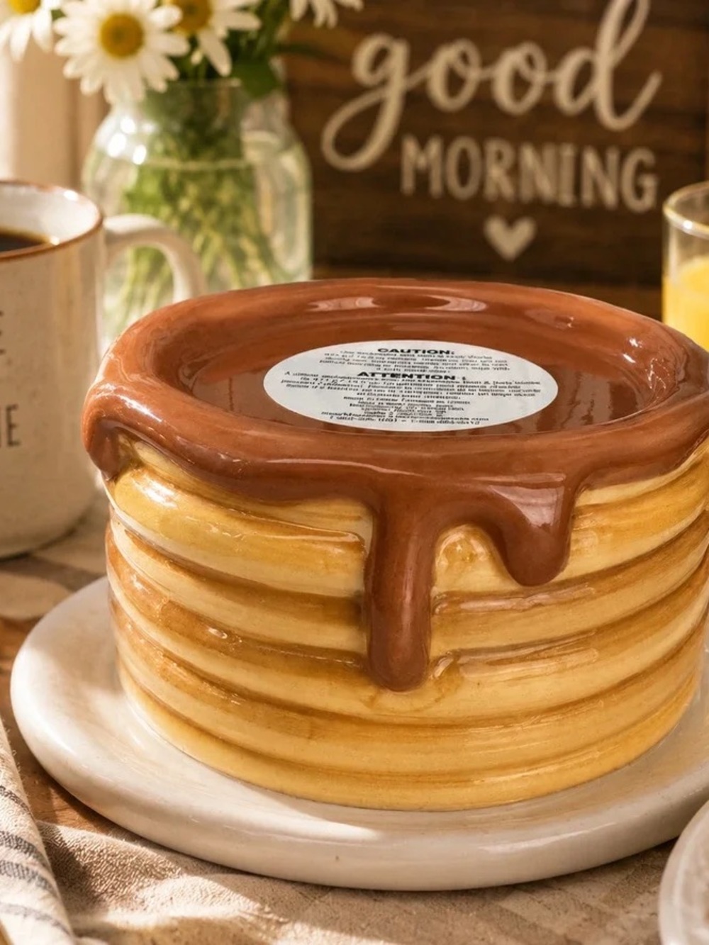 BATH & BODY WORKS Ceramic Stack of Pancakes 3 wick candle holder